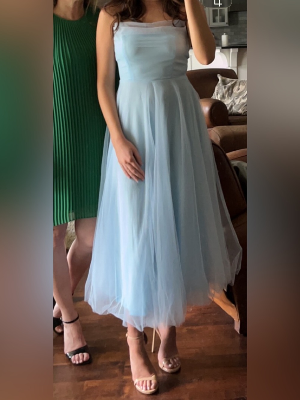 Light Blue Tulle Midi Dress